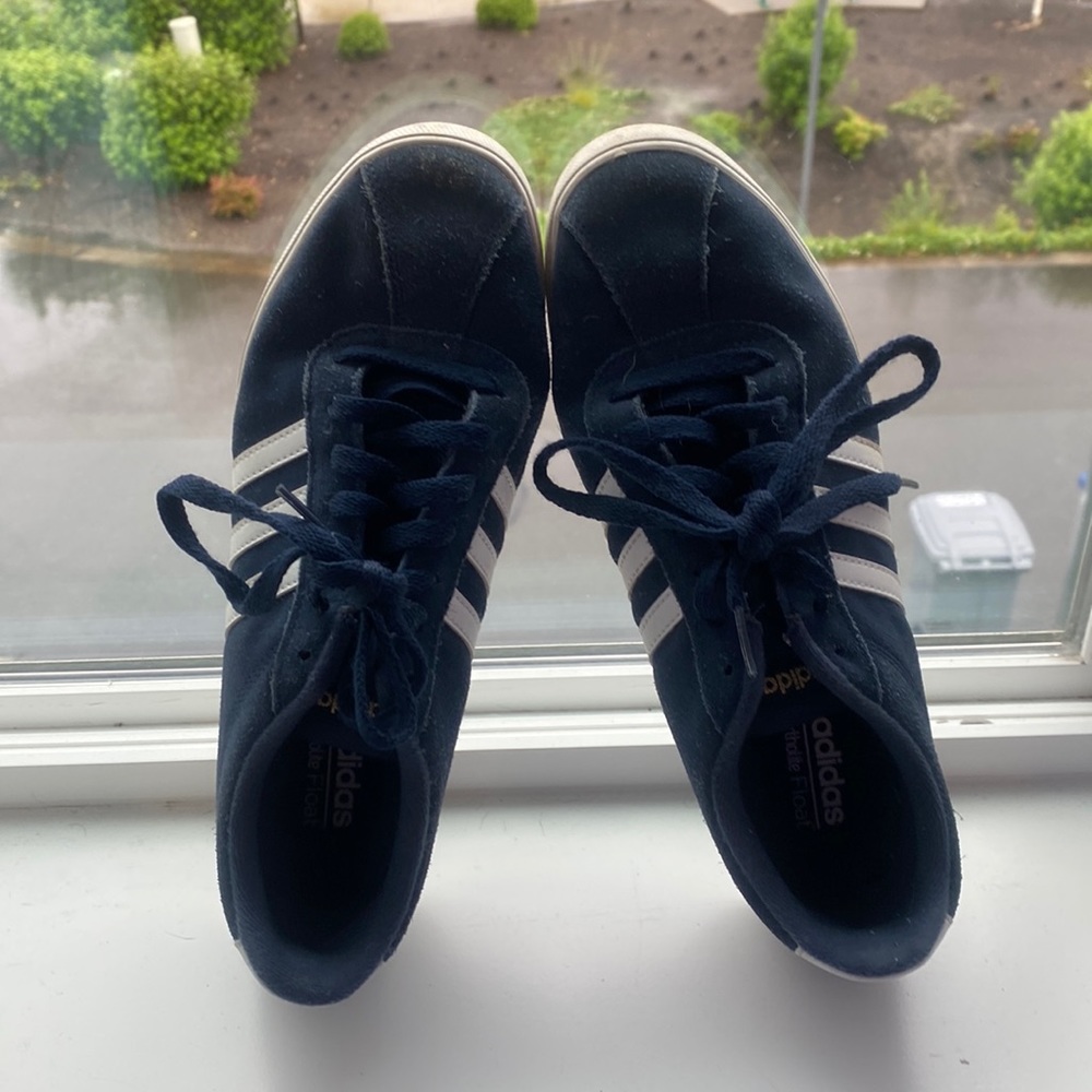 Navy Adidas Suede Sneakers